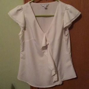 Banana Republic sheer cream blouse